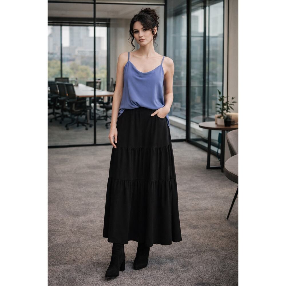 Karl Lagerfeld Hydrangea Draped Cami Top Metal Logo Strap Size Large NWT Casual